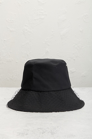 FWRD Renew Dior Oblique Trotter Tulle Hat in Black