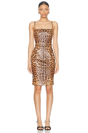 Dolce & Gabbana Leather Leopard Print Dress FWRD Renew