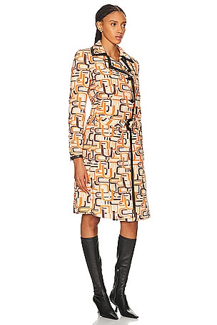 FWRD Renew Prada Printed Coat in Tan