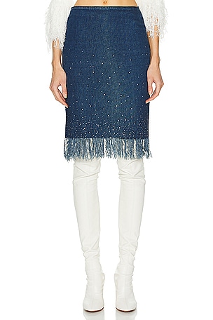 Fendi Denim Fringe Skirt FWRD Renew