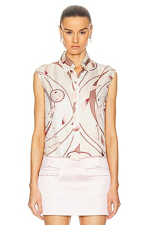 Hermes Sleeveless Floral Silk Top FWRD Renew