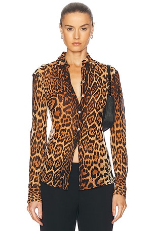 Dior Silk Leopard Button Down Shirt FWRD Renew