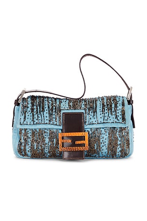Fendi Vintage Beaded Lizard Trim Baguette Shoulder Bag FWRD Renew