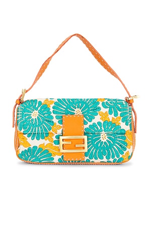 Fendi Vintage Crystal Floral Selleria Baguette Shoulder Bag FWRD Renew