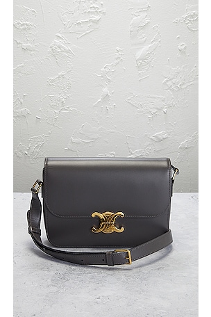 FWRD Renew Celine Triomphe Shoulder Bag in Black