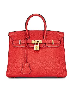 Auth GOYARD Saint Louis PM Red Coated Canvas Leather Tote Bag