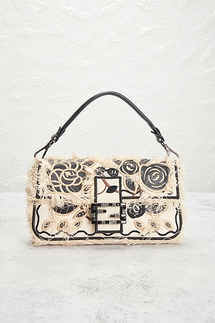 FWRD Renew Fendi Floral Embroidered Baguette Bag