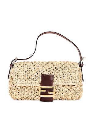 FWRD Renew Fendi Straw Mama Baguette Shoulder Bag in Beige | REVOLVE FWRD Renew Fendi Straw Mama Baguette Shoulder Bag in Beige | REVOLVE