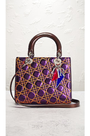 FWRD Renew Dior X Anselm Reyle Cannage Lady Dior Handbag in Purple