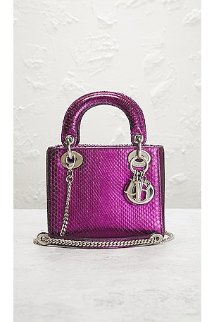 FWRD Renew Dior Python Lady Dior Handbag in Purple