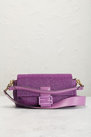 FWRD Renew Fendi Mama Baguette Beaded Shoulder Bag in Purple