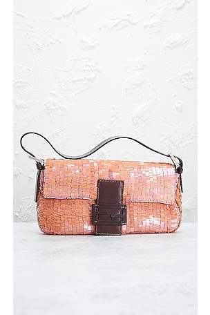 FWRD Renew Fendi Sequin Baguette Shoulder Bag in Pink