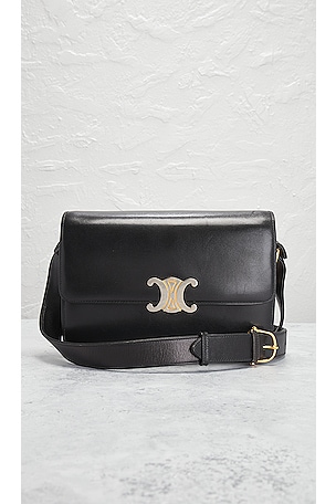 FWRD Renew Celine Triomphe Shoulder Bag in Black