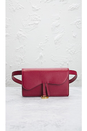 FWRD Renew Dior Saddle Waist Bag in Red