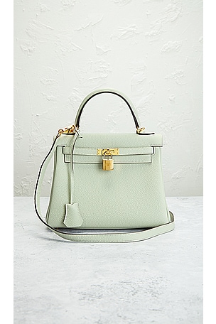 FWRD Renew Hermes Togo Kelly 25 Handbag in Sage