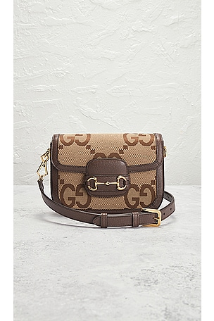 FWRD Renew Gucci Mini Horsebit 1955 Shoulder Bag in Brown