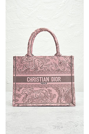 FWRD Renew Dior Toile De Jouy Embroidery Book Tote Bag in Pink