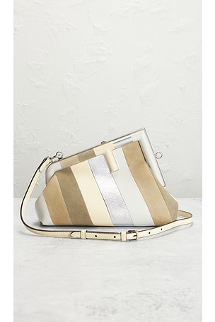 FWRD Renew Fendi First Shoulder Bag in Metallic Silver