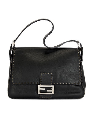 FWRD Renew Fendi Selleria Mama Baguette Shoulder Bag in Black