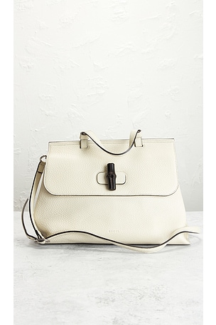 FWRD Renew Gucci Bamboo Daily Handbag in White