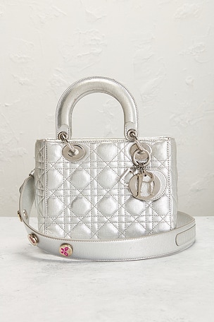 FWRD Renew Dior Cannage Lucky Badges My Lady Dior Handbag in Metallic Silver
