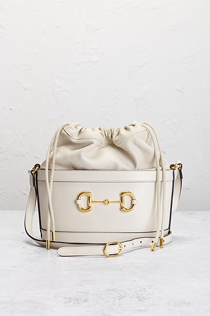 FWRD Renew Gucci Horsebit 1955 Bucket Bag in Ivory