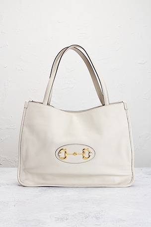 FWRD Renew Gucci Horsebit Calfskin Leather Tote Bag in White