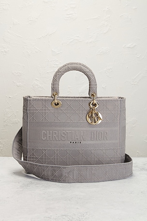 FWRD Renew Dior Lady D-Lite Handbag in Grey