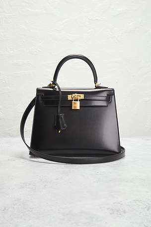 FWRD Renew Hermes Box Kelly 25 Handbag in Black