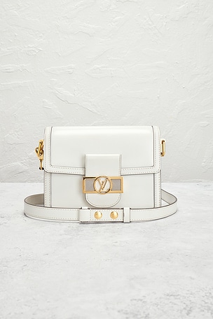 FWRD Renew Louis Vuitton Dauphine PM Shoulder Bag in White