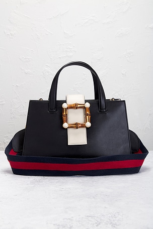 FWRD Renew Gucci Bamboo Buckle Tote Bag in Black