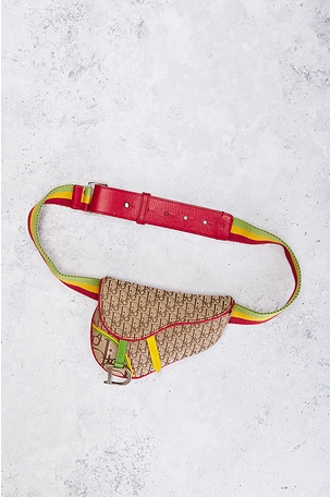FWRD Renew Dior Rasta Trotter Saddle Waist Bag in Beige