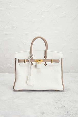FWRD Renew Hermes Clemence Birkin 25 Handbag in White