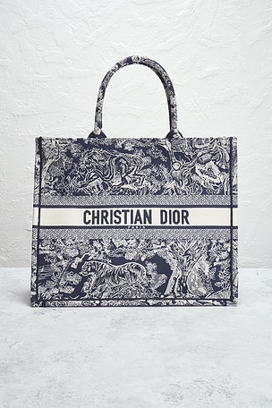 FWRD Renew Dior Toile De Jouy Book Tote Bag in Navy