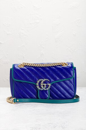 FWRD Renew Gucci GG Marmont Shoulder Bag in Purple
