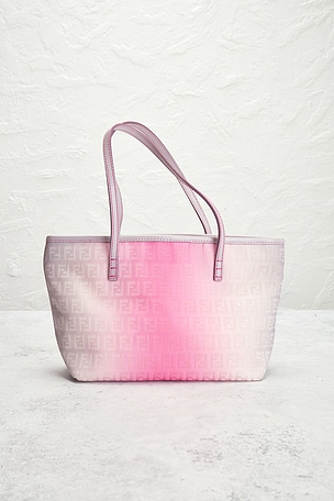 FWRD Renew Fendi Ombre Zucchino Roll Tote Bag in Grey,Pink