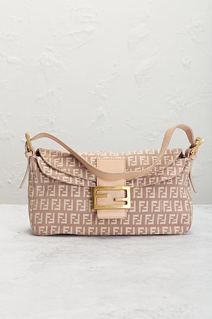 FWRD Renew Fendi Zucchino Mama Baguette Shoulder Bag in Blush