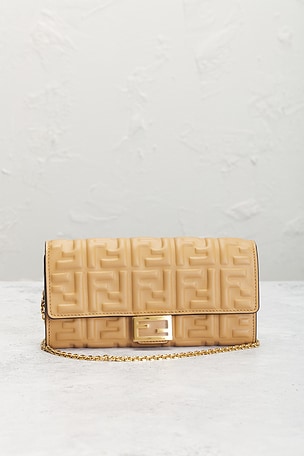 FWRD Renew Fendi Zucca Wallet On Chain in Tan