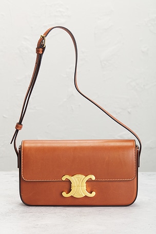 FWRD Renew Celine Triomphe Shoulder Bag in Orange in Brown