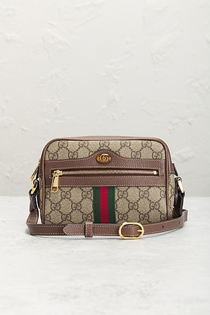 FWRD Renew Gucci Ophidia GG Canvas Shoulder Bag in Beige