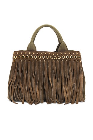 Prada Studded Fringe Canapa Tote Bag FWRD Renew