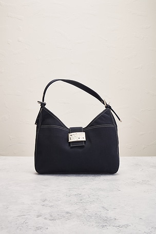 FWRD Renew Fendi Denim Baguette Shoulder Bag in Navy