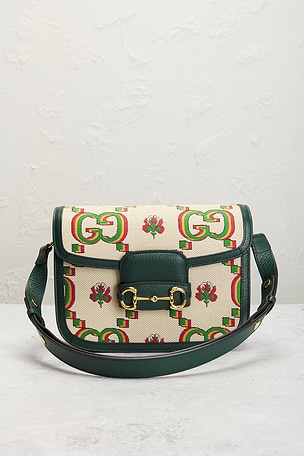 FWRD Renew Gucci Horsebit 1955 Shoulder Bag in Green