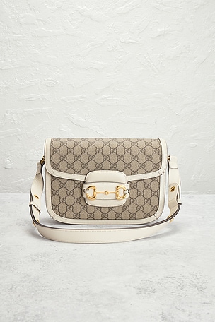 FWRD Renew Gucci Horsebit 1955 Shoulder Bag in Beige