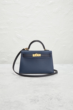 FWRD Renew Hermes Veau Epsom Kelly 20 Handbag in Blue