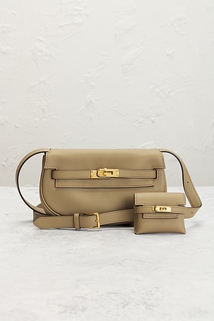 FWRD Renew Hermes Swift Kelly Moove Shoulder Bag in Beige