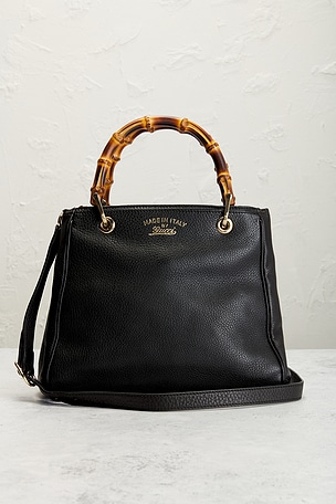 FWRD Renew Gucci Bamboo Shopper Tote Bag in Black