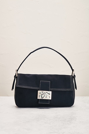 FWRD Renew Fendi Mama Baguette Shoulder Bag in Navy