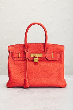 FWRD Renew Hermes Clemence Birkin 30 Retourne Handbag in Red