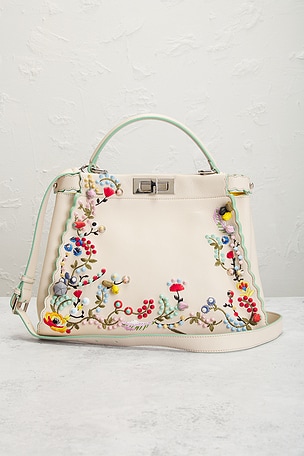 FWRD Renew Fendi Peekaboo Handbag in Ivory